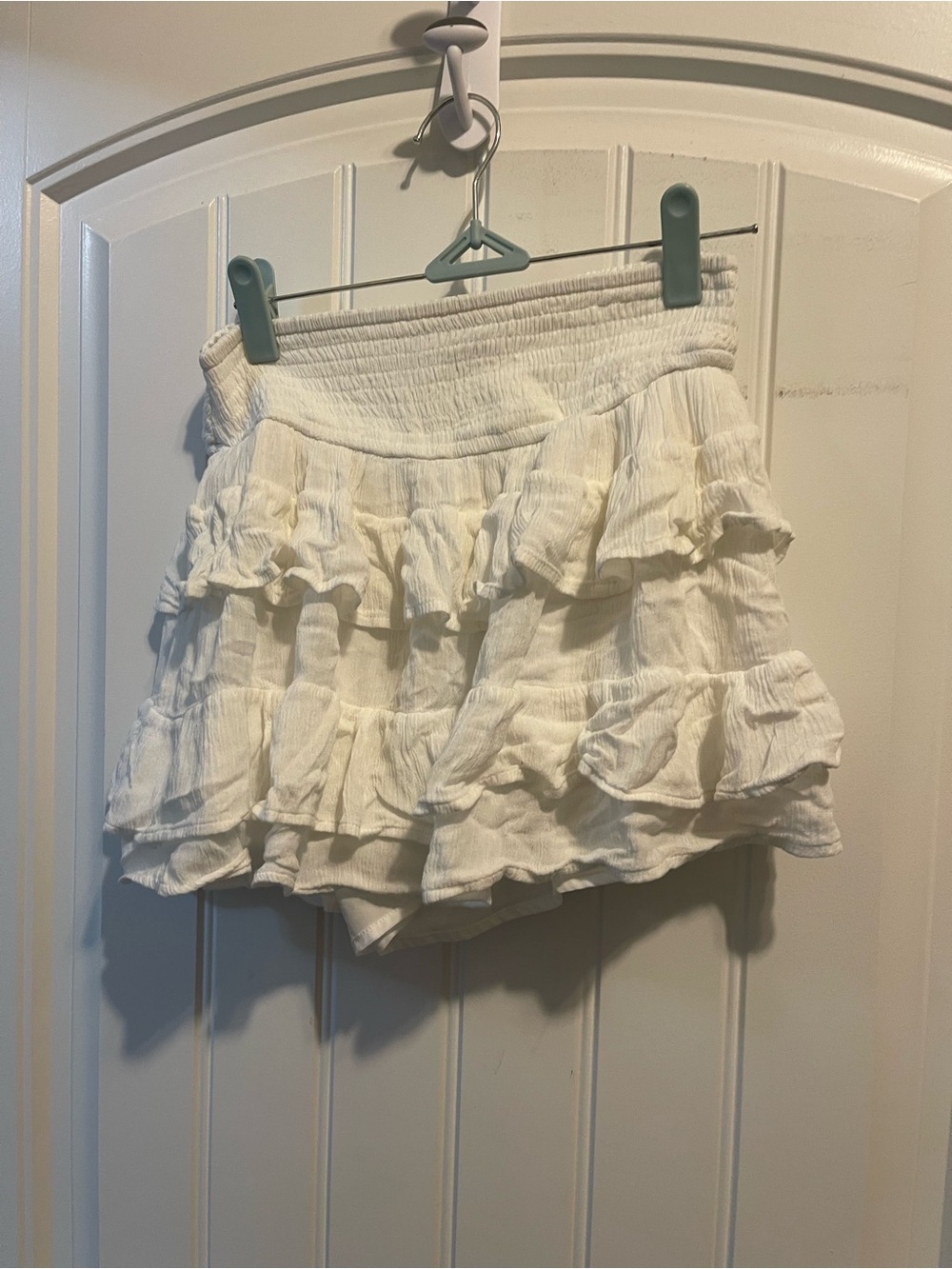 Hollister Ruffled Tiered White Mini Skort Small Coquette Festival Fairy Feminine